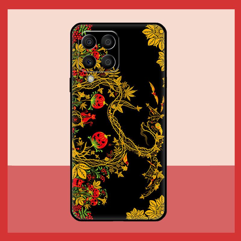 Khokhloma Russian Pattern Flower Case For Samsung Galaxy M52 M32 M53 M16 M11 M21 M31 M35 M12 M13 M14 M15 M36 M56 M55 M34 M54