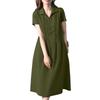 ZANZEA Women Summer Turn Down Collar Loose Casual Short Sleeve Dress