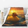 Cute Little Yellow Duck Blanket Rubber Duck Pattern Flannel Blanket Children'S Blanket Living Room Nap Small Blanket