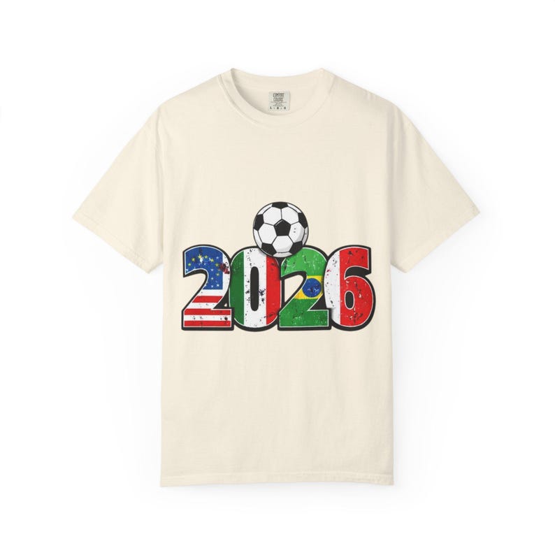 2026 Soccer Year Numbers T-Shirt | World Flags Football Design