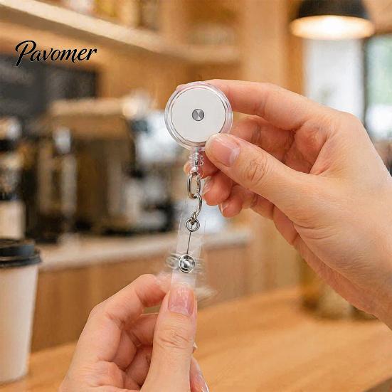 Reliable Badge Attachment Retractable Reel, Transparent Round ID Holder with Heavy Duty Reel Swivel Clip for Nurses, Students Teachers Office Workers