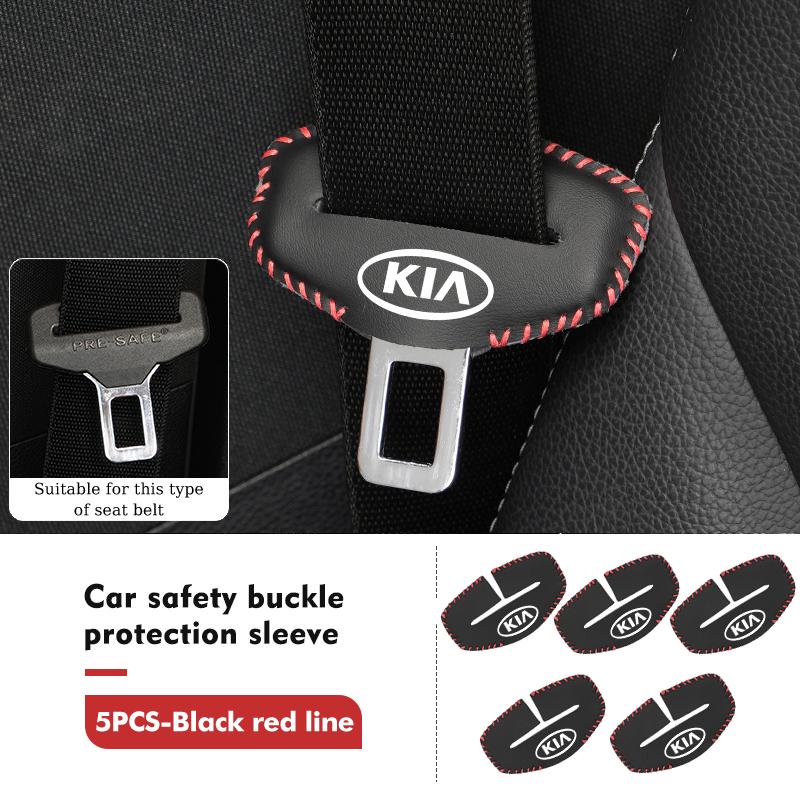 Leather Car Seatbelt Buckle Cover Auto Interior Accessories For KIA K5 K2 Rio Optima Sportage Venga Sorento Stonic Forte Jlsz20