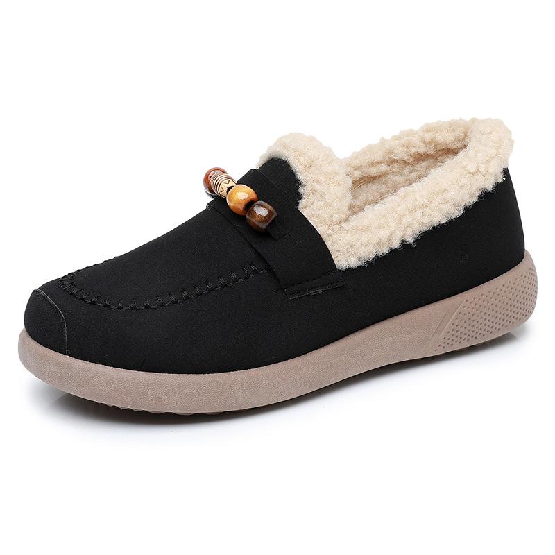Women's Winter Warm Platform Moccasins Faux Suede Loafers with Fuzzy Plush Lined Non Slip House Shoes Indoor Outdoor Faux Fur Walking Shoes for Women