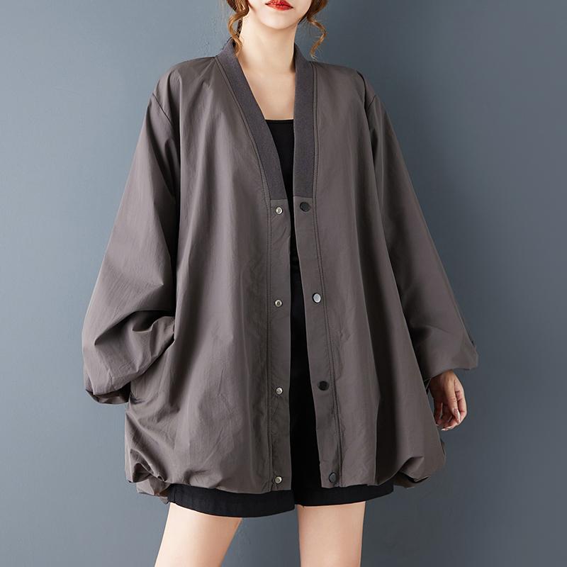 DIMANAF 2025 Plus Size Autumn Winter Women Trench Coat Long Sleeve Jackets Casual Loose Outerwear