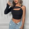 European and American Women's Clothing Personalized Street Style T-shirt Irregular Design Short Navel Design Top