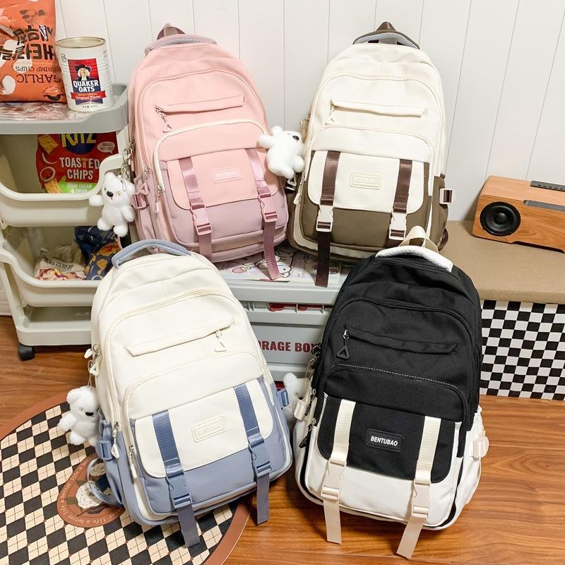 Schoolbag1011 College Style Soft Girl Color Scheme Student Schoolbag Simple Letter Korean Version Junior High School Student Backpack Wholesale