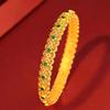 Vietnamese Vintage Openwork Sand Gold Bangle: Brass, Gold-Plated, Women's Retro Bracelet for Good Fortune