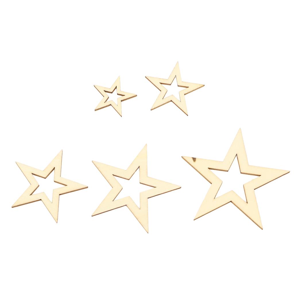 205pcs Assorted Size Wooden Stars Unfinished Blank Wooden Stars Ornaments for Art Craft Wedding Party