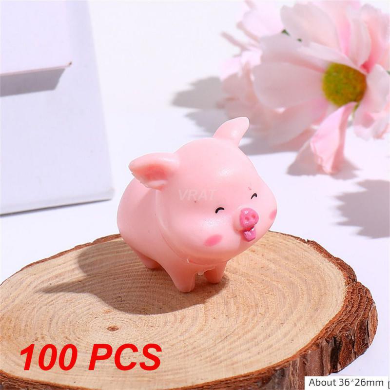 50/100PCS Cartoon Pig Decorations Resistant Piggy Doll Home Decor Crafts Resin Crafts High Temperature Resistance