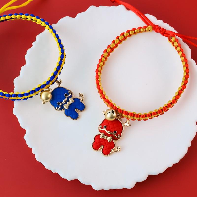 Chinese New Braided Rope Pet Collar Dragon Festive Bell Colorful Decor Cats Dogs