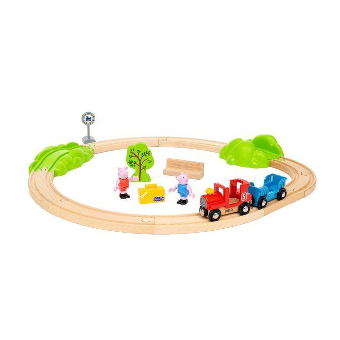 Brio World-36123-Circuit Peppa Pig-Coffret complet 18 pièces avec figurines Peppa Pig et George-Circuit de train en bois-dès 3 ans