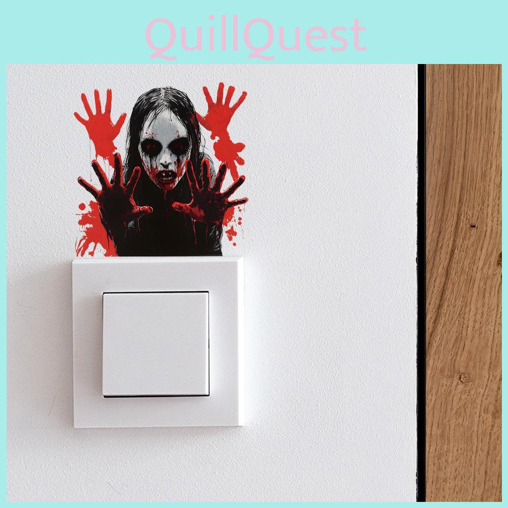 Horror Halloween Blood Hand Pvc Switch Sticker Wall Decal For Home Spaces Office