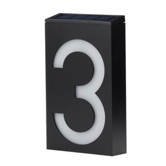 Solar Powered 0-9 LED Light House Address Number Street Road Doorplate Wall Lamp