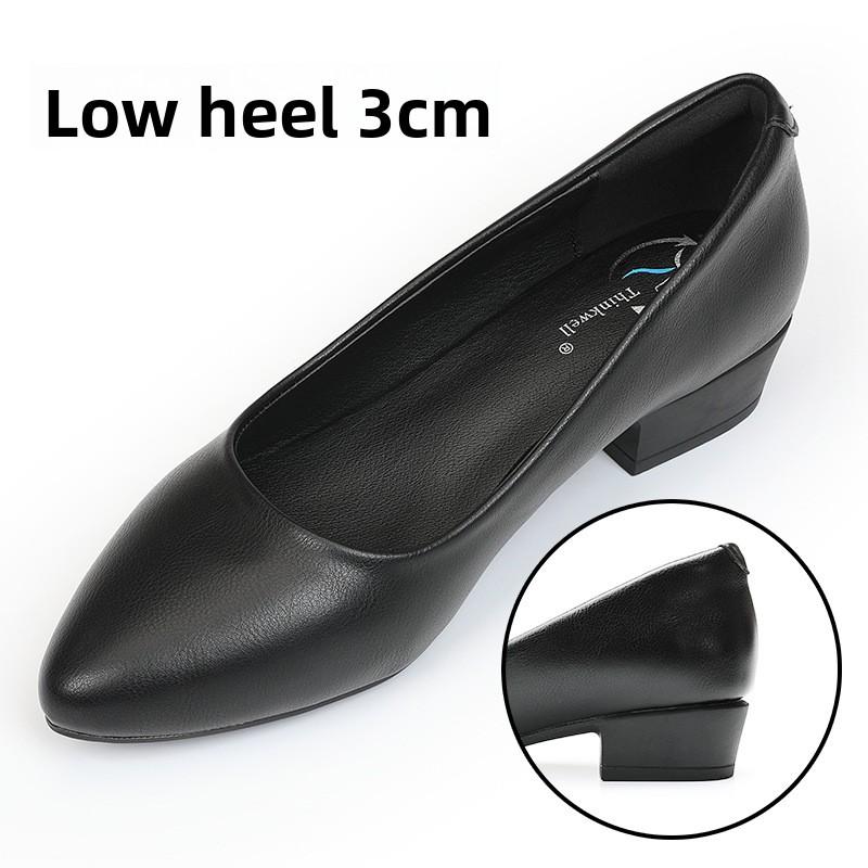 Arbeitsschuhe für Damen, Herbst- und Winterschuhe, Weiches Leder, Weiche Sohle, Flache Lederschuhe, Professioneller Blockabsatz, Mittelhohe Damenschuhe