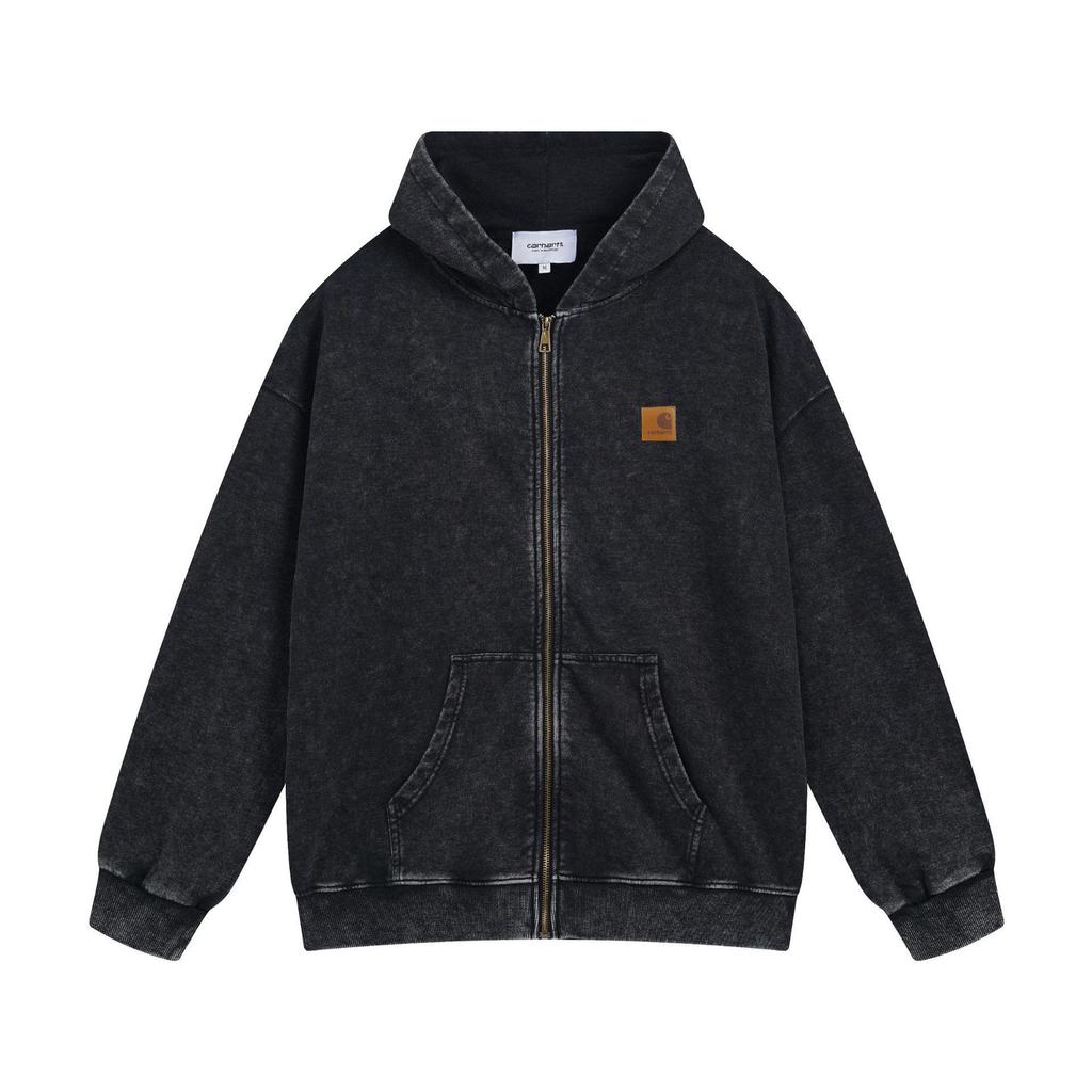 Carhartt 2025 Pánská vypraná mikina s kapucí na zip a tepláky - Retro volný střih