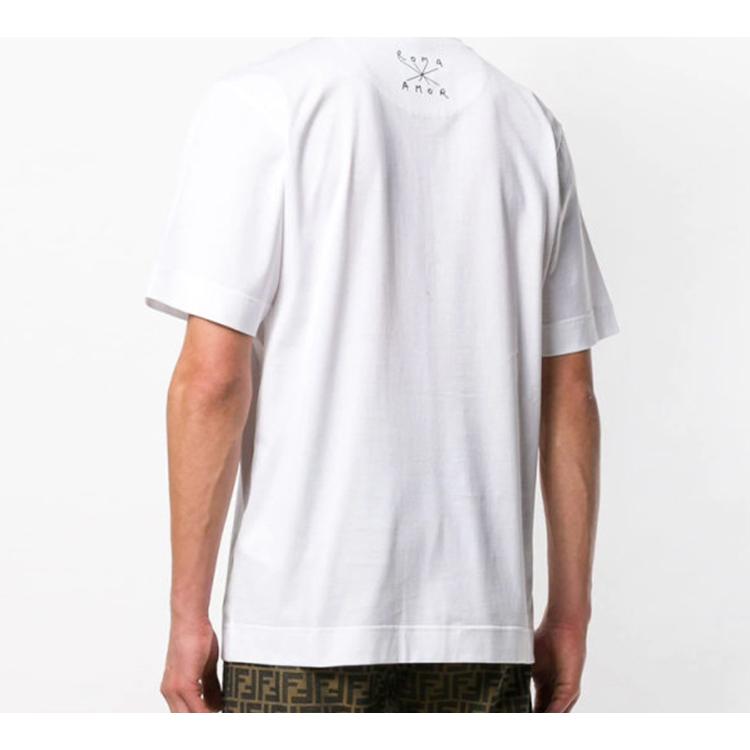 FENDI T-Shirts Men's White Crew Neck Moderate Straight Fit FY0936A6ZOF0QA0
