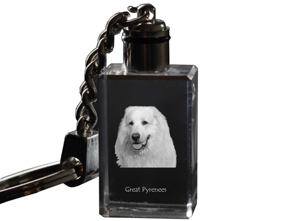 Pirenejski pies górski, Pirenejski pies górski, Owczarek pirenejski - Kryształowy brelok ze zdjęciem psa, podświetlany brelok, wyjątkowy prezent od marki Art-Dog