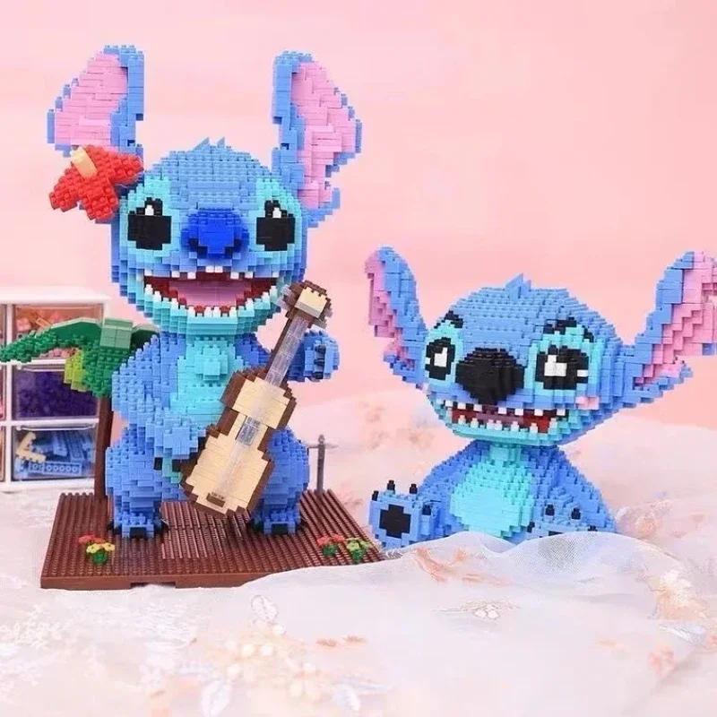 Chitarra Serie Stitch, Postura di Lettura, Assemblaggio di Blocchi da Costruzione, Modello 3D di Giocattolo Puzzle per Adulti e Bambini Collezione Regalo