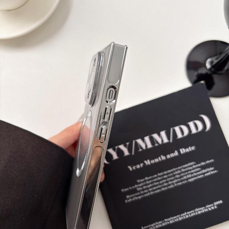 2025 Square CD texture electroplated magnetic phone Case with lens film, suitable for iPhone 16 Pro Max 15 14 13 Pro full anti-drop protective Cover