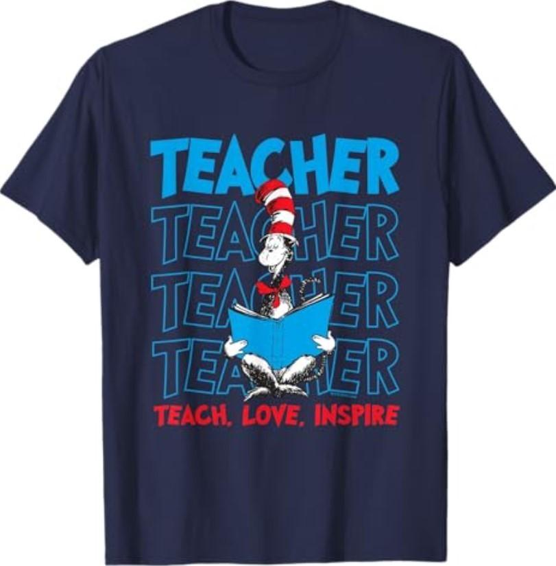 Dr Seuss Cat in The Hat Teacher Officially Licensed T-Shirt S