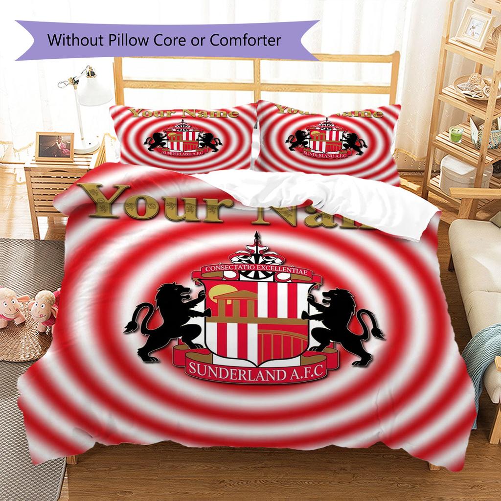 Sunderland A.F Custom Name Pattern Bedding,Quilt Set Quilt Cover Pillowcase Home Birthday Gift(1 * duvet cover + 2 * pillowcase, without core)