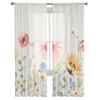Spring Watercolor Leaves Sheer Curtains Transparent Voile Tulle Window Drapes for Bedroom Holiday Decoration