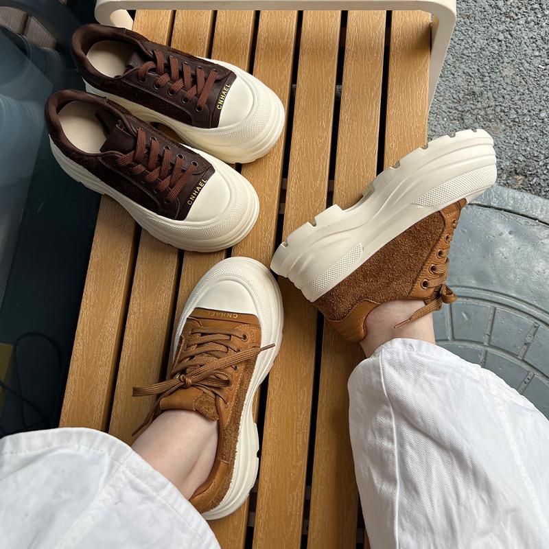 The First Layer of Cowhide Foam Sole Little White Shoes Women's 2025 Autumn New Thick Baseplate Shoes Wula Pigskin Insoles Women's Shoes