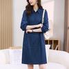 Robe chemise en denim de coton pur pour femme - Collection élégante printemps/automne 2024 pour les mères d'âge moyen