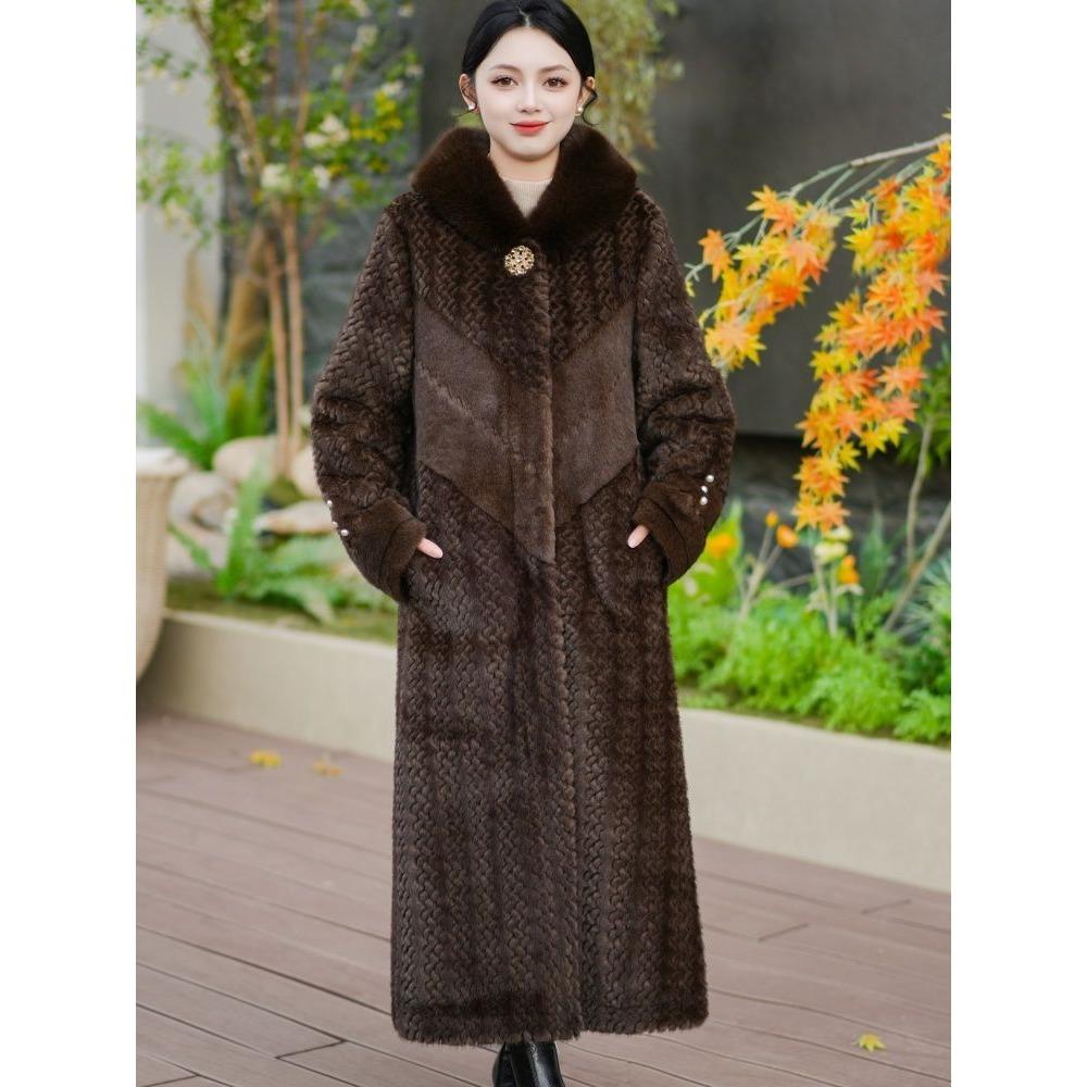 New Arrivalclassy Coat for Women 1.2m Long Knee-length Hooded Thick Outwear