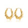 Retro Bamboo Joint Hoop Earrings for Women, Titanium Steel Plated with 18K Gold, Large and Exaggerated Design