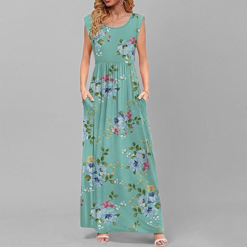

2025 Elegant Sleeveless Waist-Cinching Dress | Women s Solid Color Round Neck Summer & Autumn Fashion L