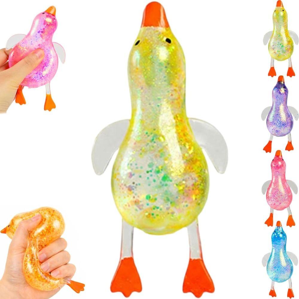 Ultra Soft Duck Pinch And Stress Relief Slow Rebound TPR Glitter Duck Fidget Stress Relief Cute Duck Squishy Sugar Stress Ball
