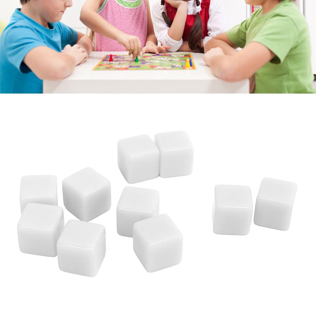 30 Pcs 16mm Dice Set Six Sided Blank Dice Write On Game for Math Teaching Education