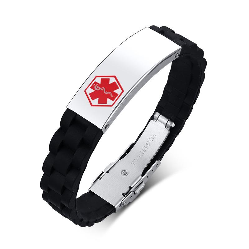 Engraving Custom ICE Text Name Medical Alert Bracelet Women Men Emergency Remind Jewelry Personalize Medical Alert ID Bracelets