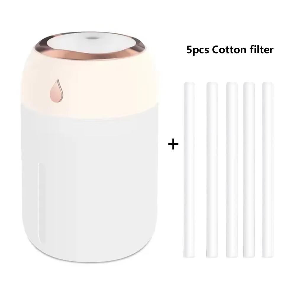 330ml Humidifier with Colorful Light Portable Whisper-Quiet Large Mist Spray USB-Powered Fresh Air for Bedroom Home Car Purifier