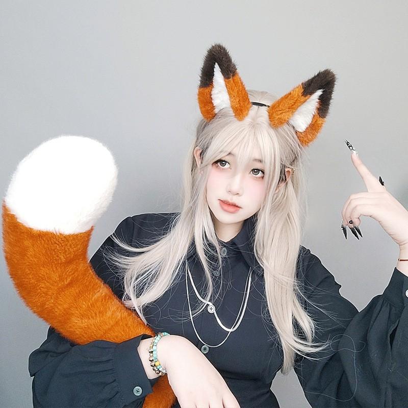 Anime Cosplay Set Adults: Dog Ear Headband Fox Tail Japanese Style Cartoon Costume Accessories