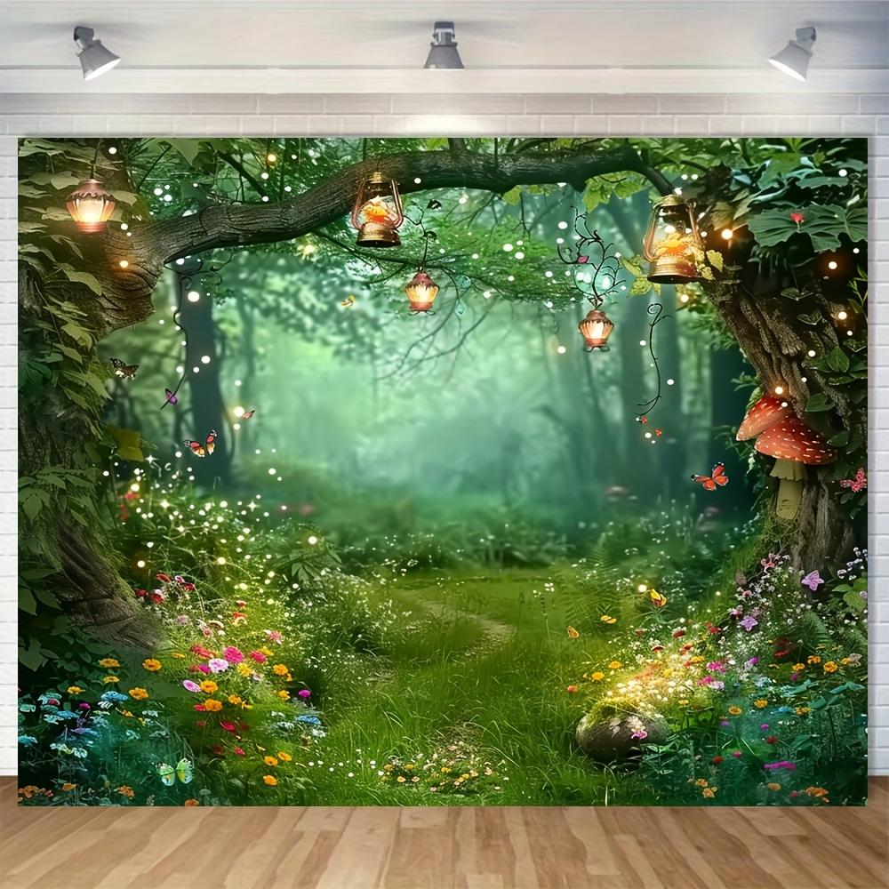 1pc Magic Forest Fairy Tale Background Butterfly and Lantern Design Modern Style No Need for Electricity