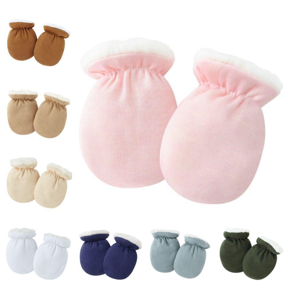 Jednoduché jednobarevné batolecí rukavice Teplé Zesílené Dětské rukavice Huňaté Novorozenecké palčáky Podzim Zima