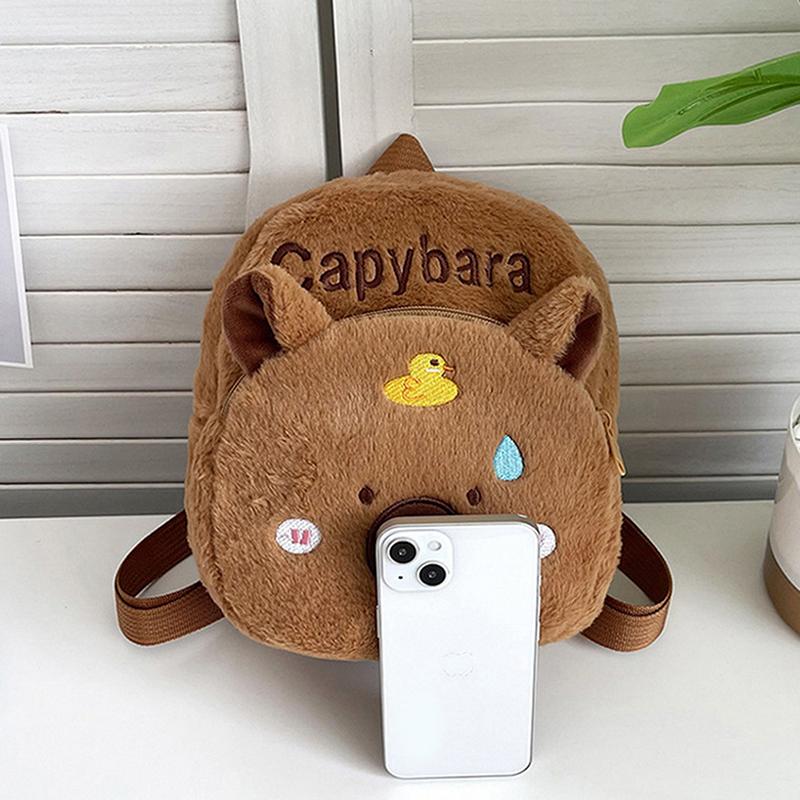 Capybara Doll Plush Backpacks Portable Cartoon Animals Cute Capybara Backpack Plush Women Bag Gift For Girls Kids