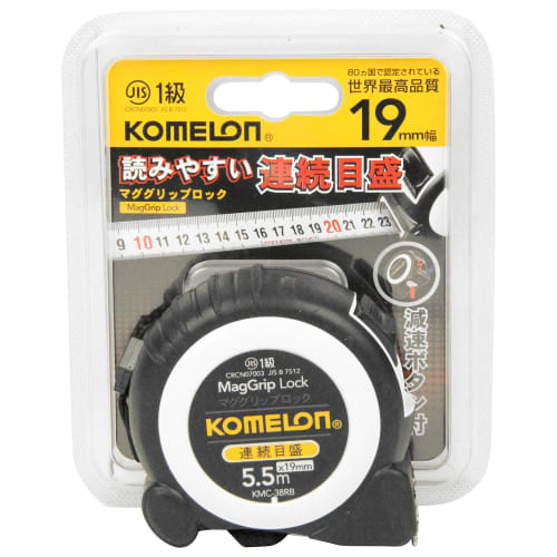 Komelon Convex MagGrip Lock, Continuous Scale, 19mm Tape Width, 5.5m, KMC-38RB