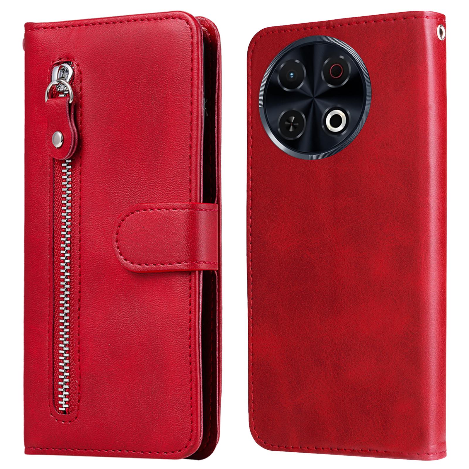 

Чехол для TECNO Spark 30 Pro 4G, кошелек на молнии, текстура телячьей кожи, чехол для телефона из ПУ кожи Red