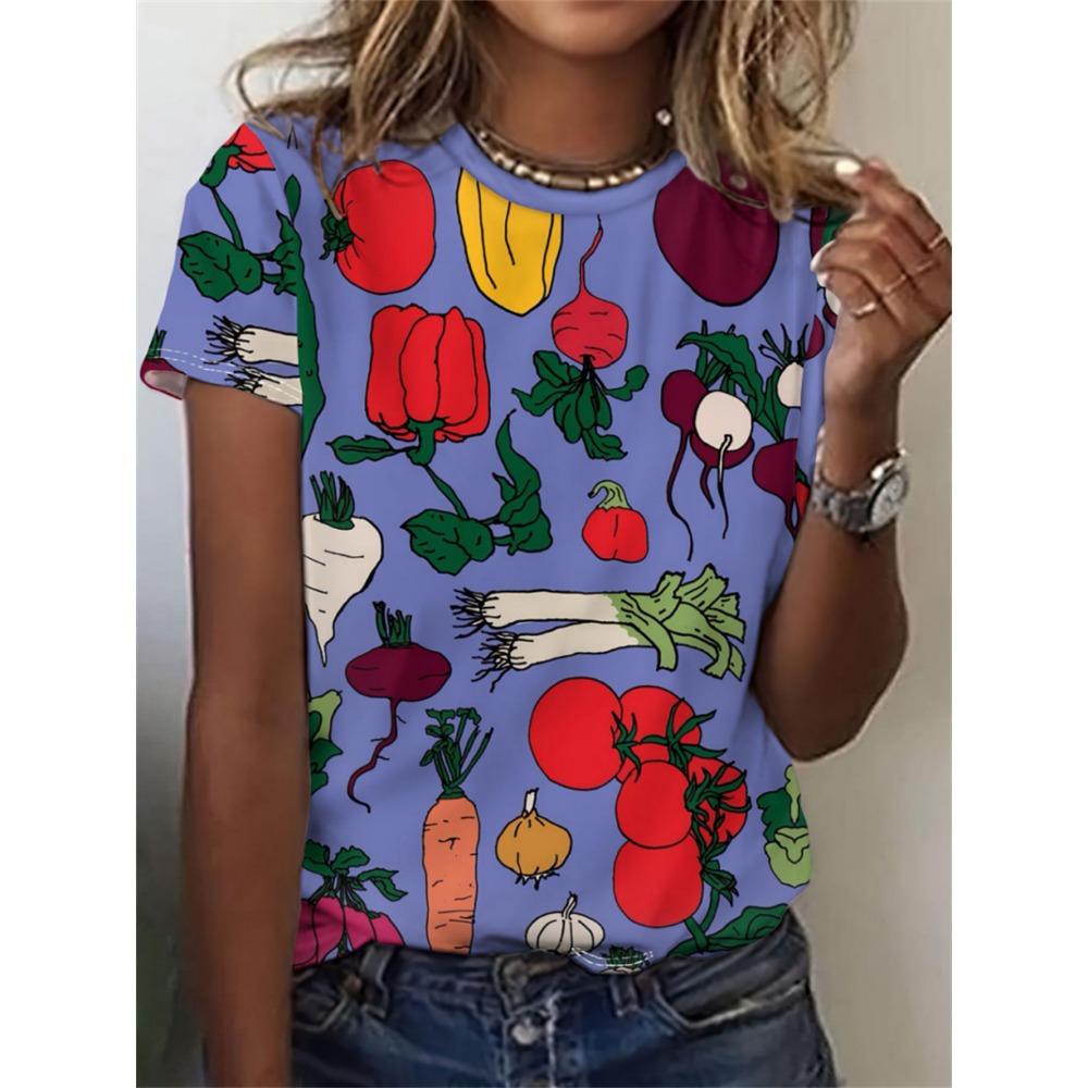 2025 Women's Plant Fruit 3d Printing Women's T-shirt Casual Fashion Short-sleeved Top