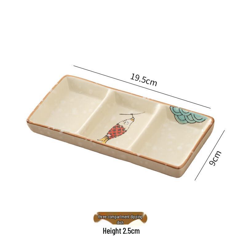 Three-Compartment Ceramic Condiment Dish