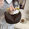 Women Elegant Knitting Sling Bag Zipper Closure Straw Crossbody Bag Summer Beach Shoulder Bag Seaside Straw Handbag
