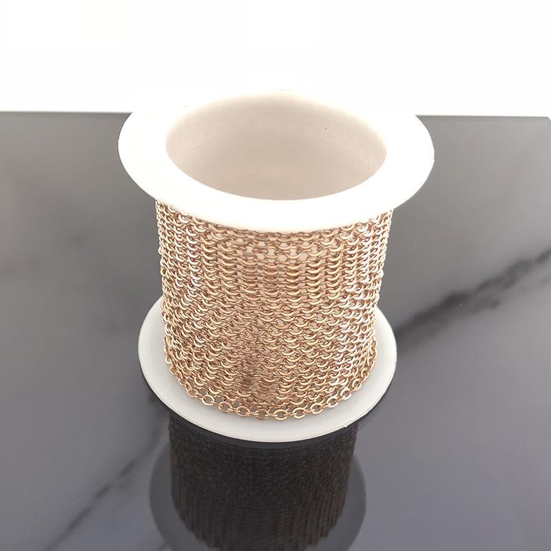 Rose Gold O-Shaped Stainless Steel Necklace & Bracelet Chain - Non-Fading, Vacuum-Plated for DIY Jewelry.