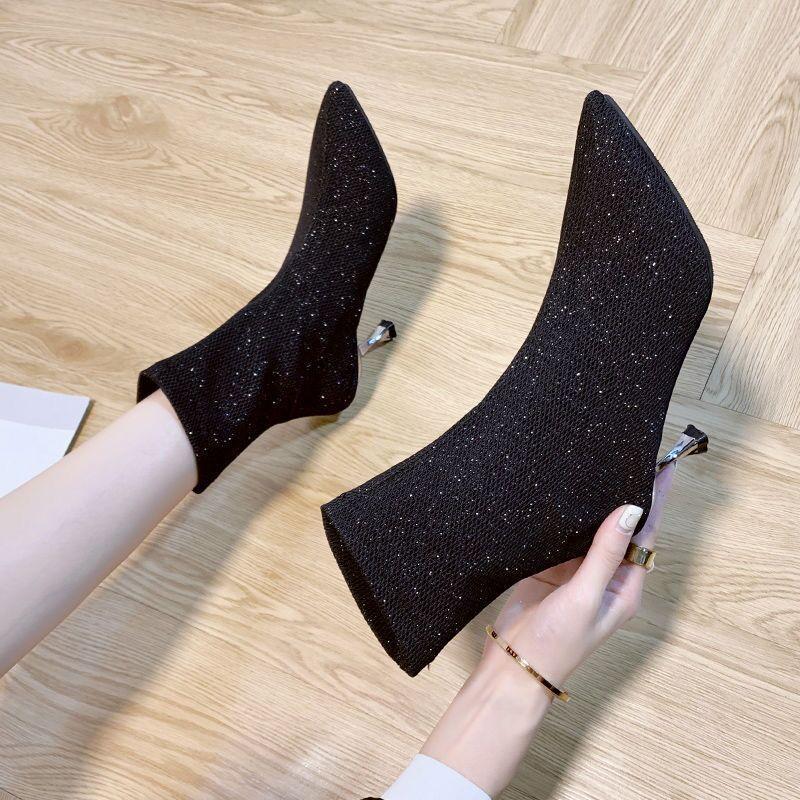 Fashion Ankle Boots for Women Stripper Pole Rhinestone Stiletto Heel Booties Y2k On Promotion Trend 2025 High Quality Woman Short Shoes