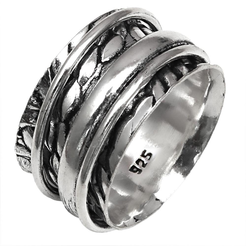 Silver Spinner Ring For Women Four Spinner Ring Fidget Silver Jewelry Ring"6.5"