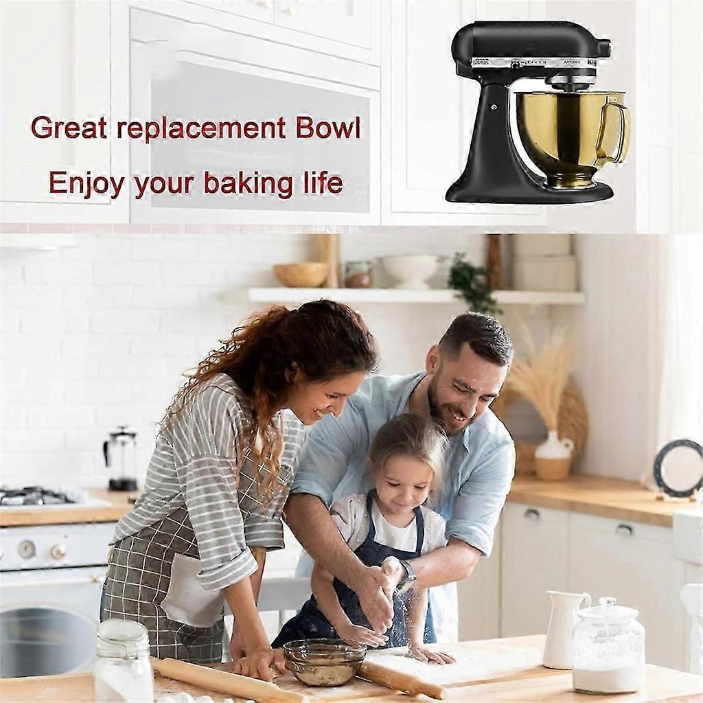 5 QT Stainless Steel Mixer Bowl for KitchenAid Gold