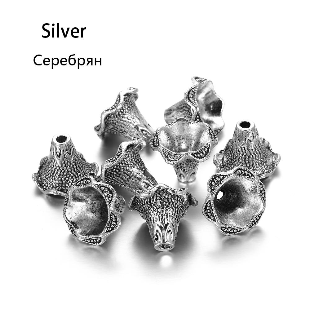 2Pcs Alloy Hollow Flower Beads Caps Various Shapes End Caps Connectors For DIY Earring Jewelry Making Accessroies Supplies