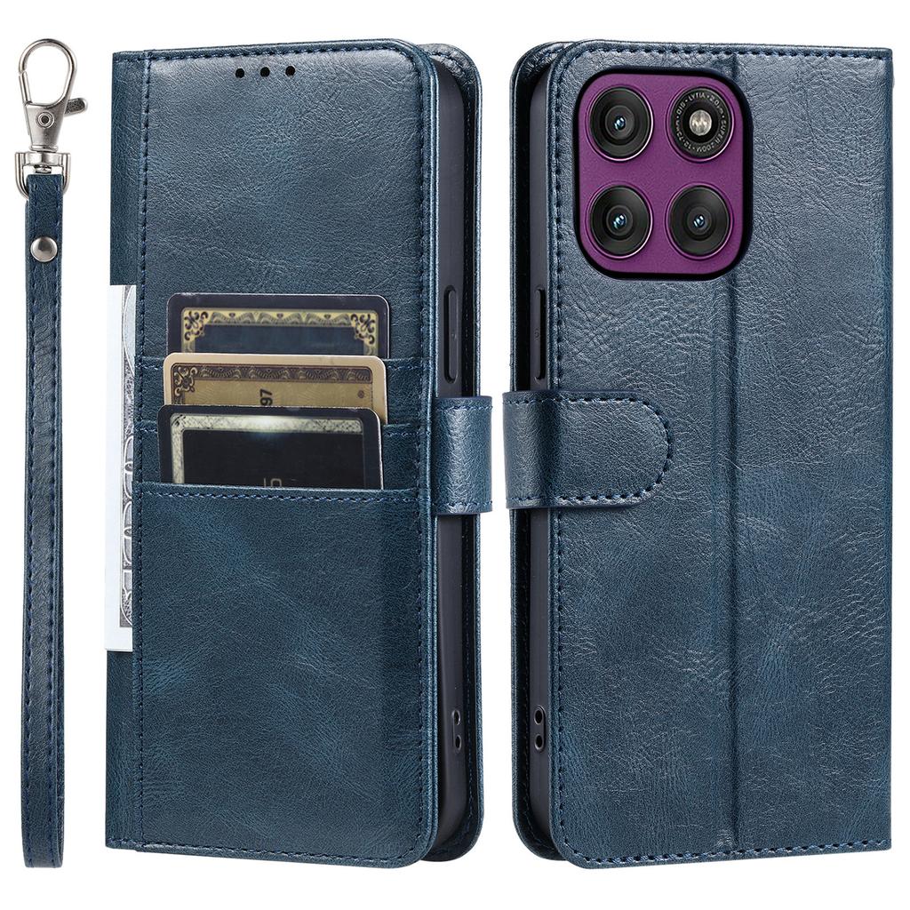 For Motorola Moto G86 5G Case 6 Card Slots PU Leather Anti-Fall Phone Cover with Wrist Strap